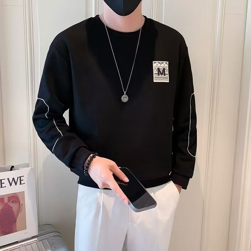 Daily Wear Crewneck Sweatshirt Men'S Pullover Jacket Men'S White Inner T-Shirt Top - Image 4